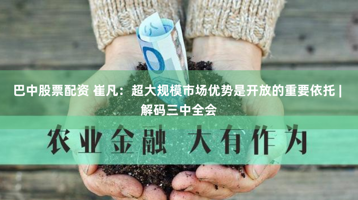 巴中股票配资 崔凡：超大规模市场优势是开放的重要依托 | 解码三中全会